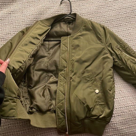 Khaki Topshop Bomber Jacket - Picture 6 of 7